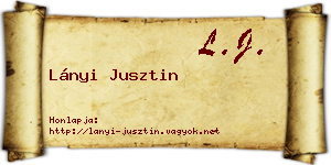 Lányi Jusztin névjegykártya